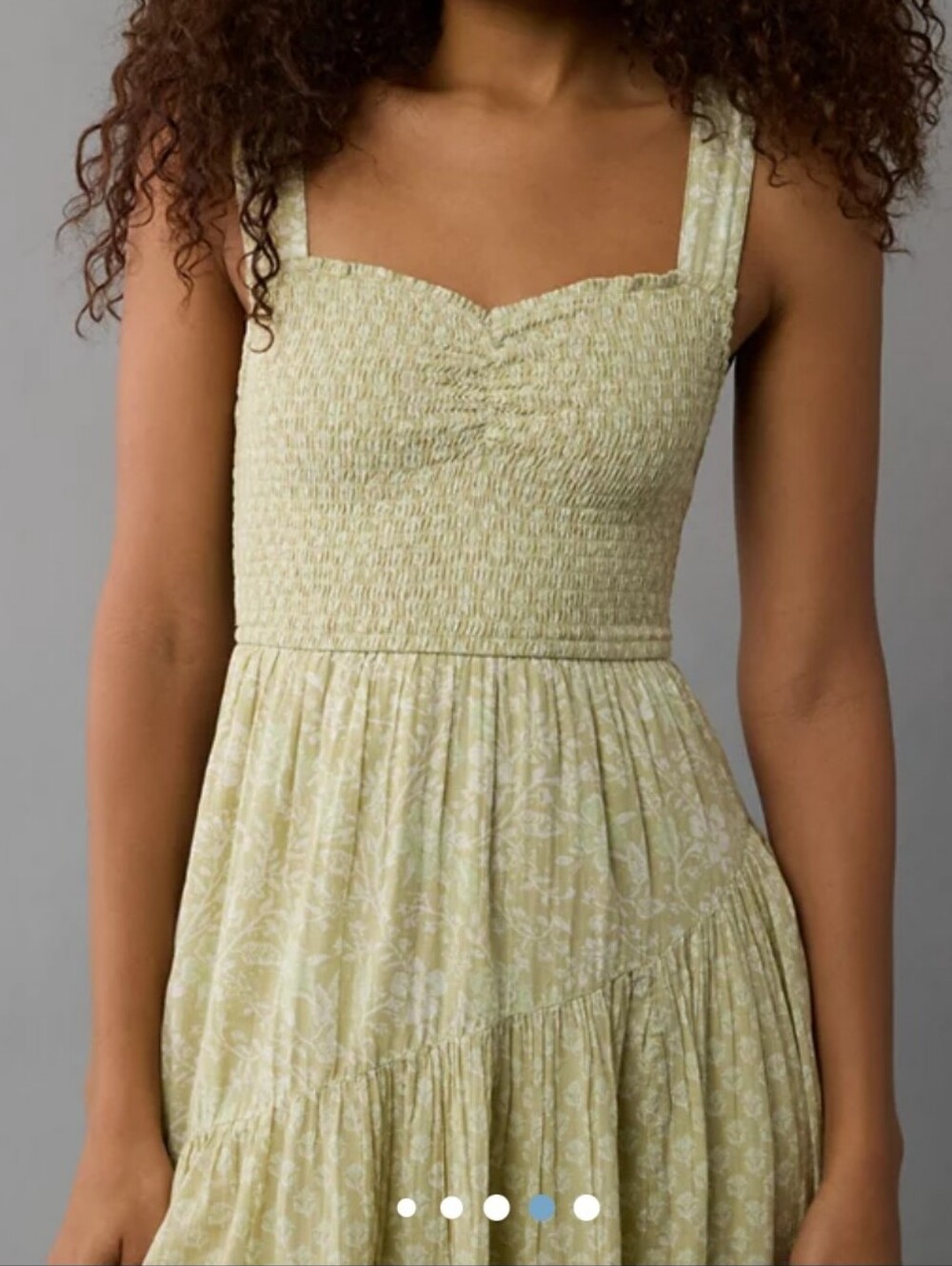 AE‎ Asymmetrical Tiered Floral Midi Dress XL Cottagecore Milkmaid Praire Smocked